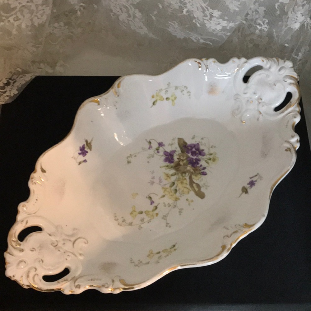 KPM Vintage Serving Dish With Rutilated Handles